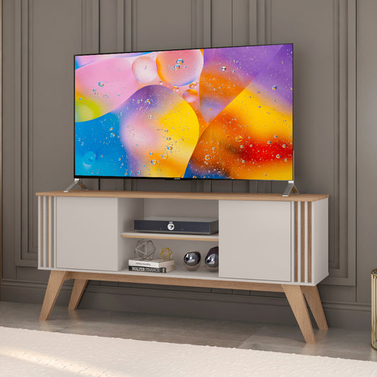 RACK BANCADA VITTA UNANIME P/ TV HASTA 65” OFF WHITE/CEDRO
